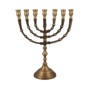 Menorah decorated with balls antique bronze finish  9 inches - 23cm