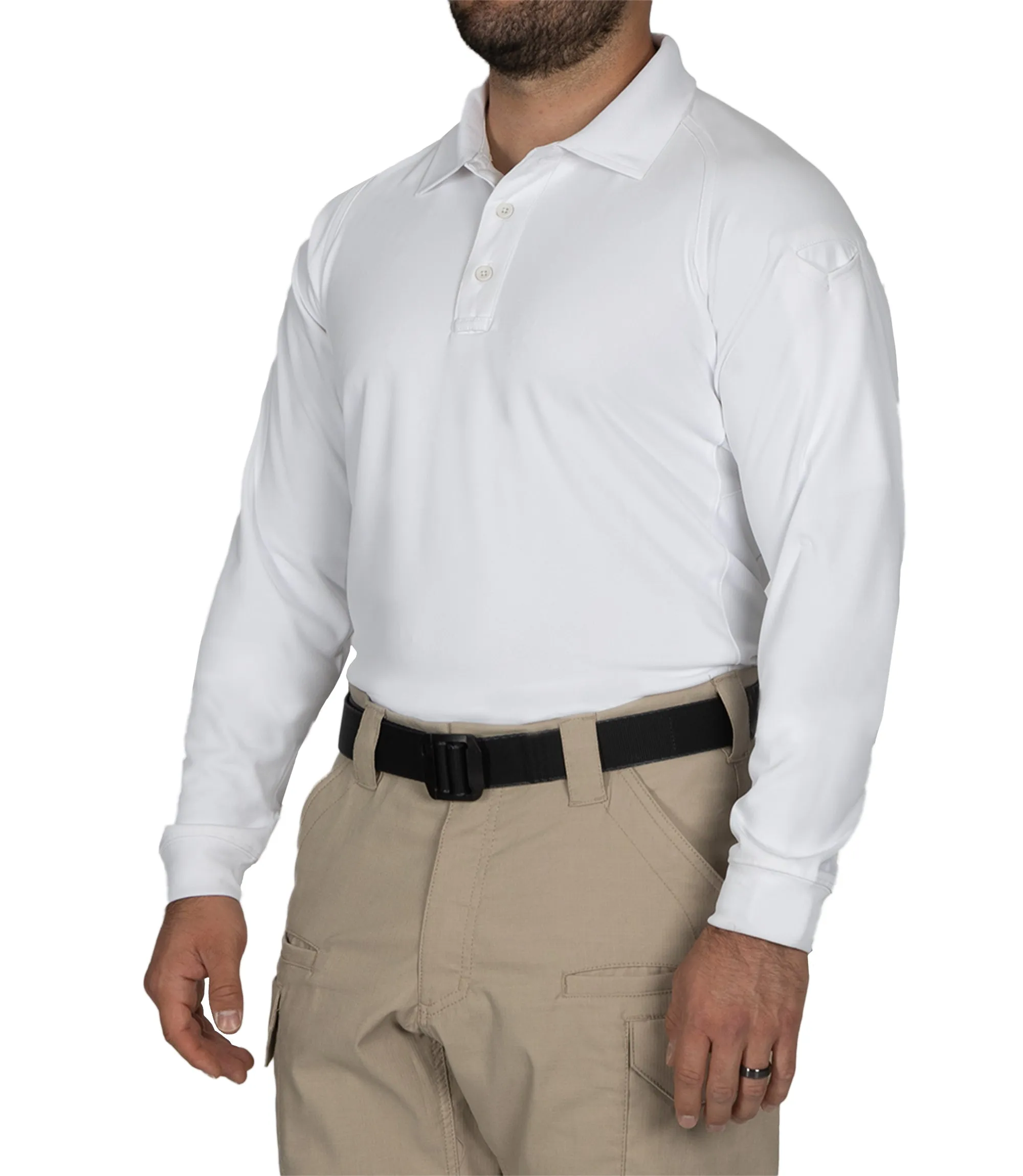 Men's Performance Long Sleeve Polo / White