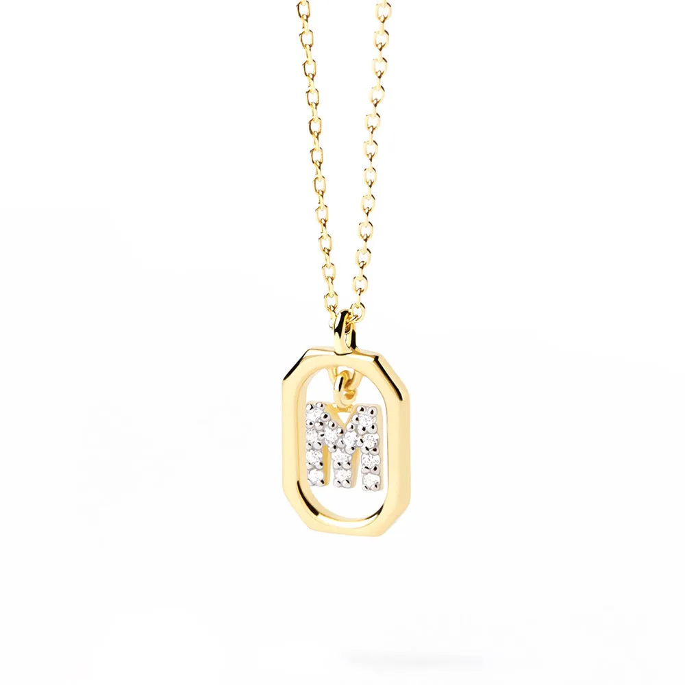 Moissanite Initial M Dangle Pendant Necklace