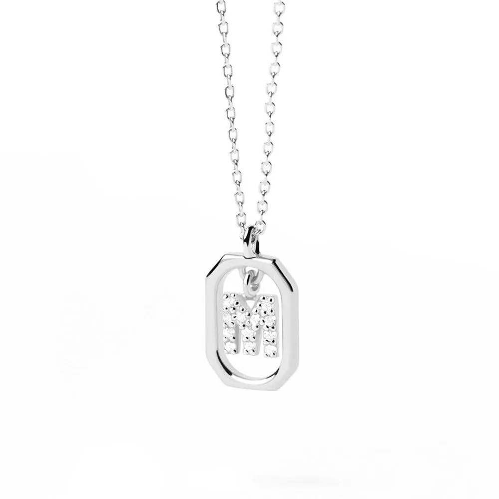 Moissanite Initial M Dangle Pendant Necklace