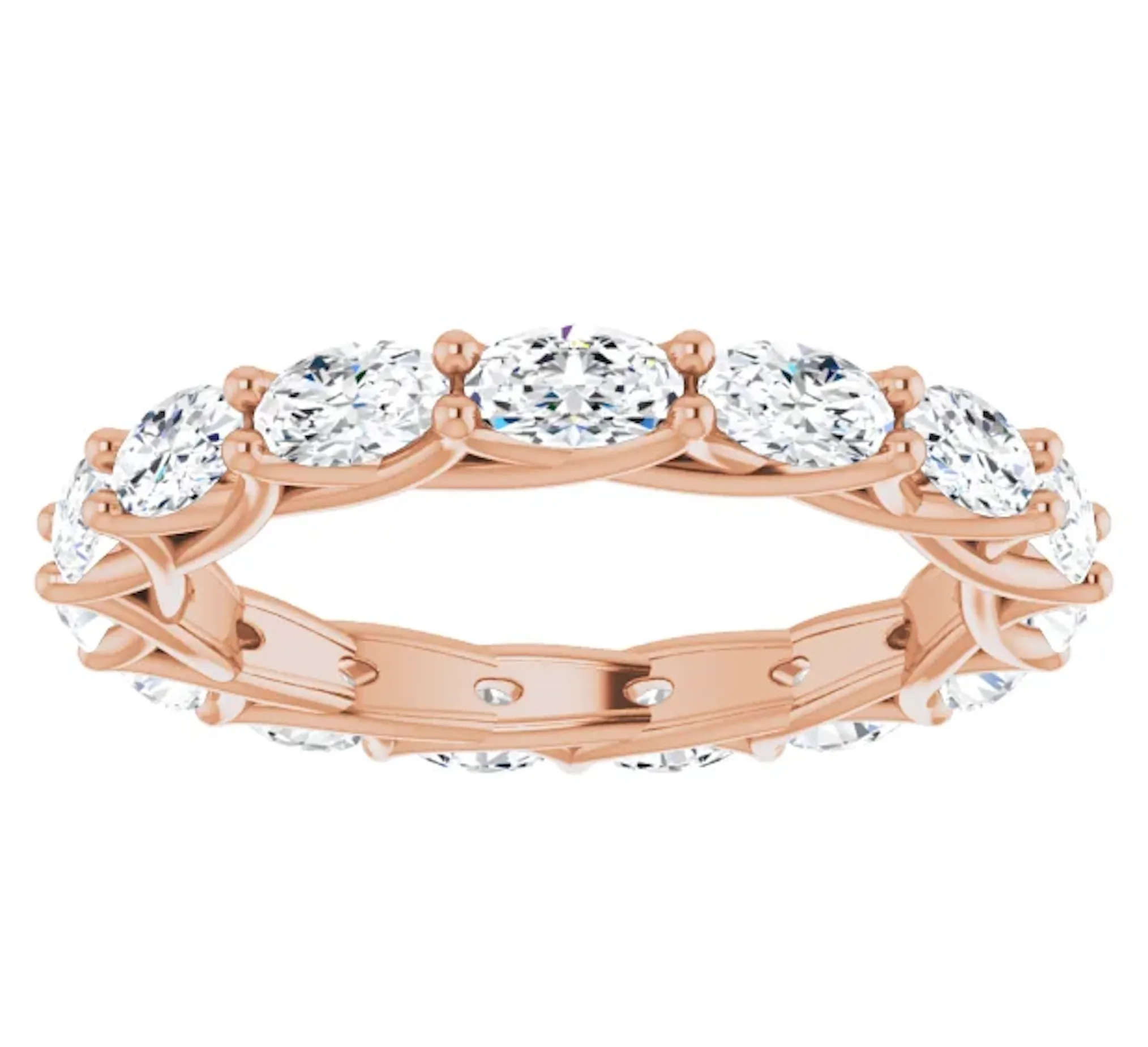 MONACO 3 Carat Oval-Cut Diamond Eternity Ring Rose Gold  20 pointer G Color VS1 Clarity Shared Prong Band By Mike Nekta NYC