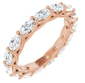 MONACO 3 Carat Oval-Cut Diamond Eternity Ring Rose Gold  20 pointer G Color VS1 Clarity Shared Prong Band By Mike Nekta NYC