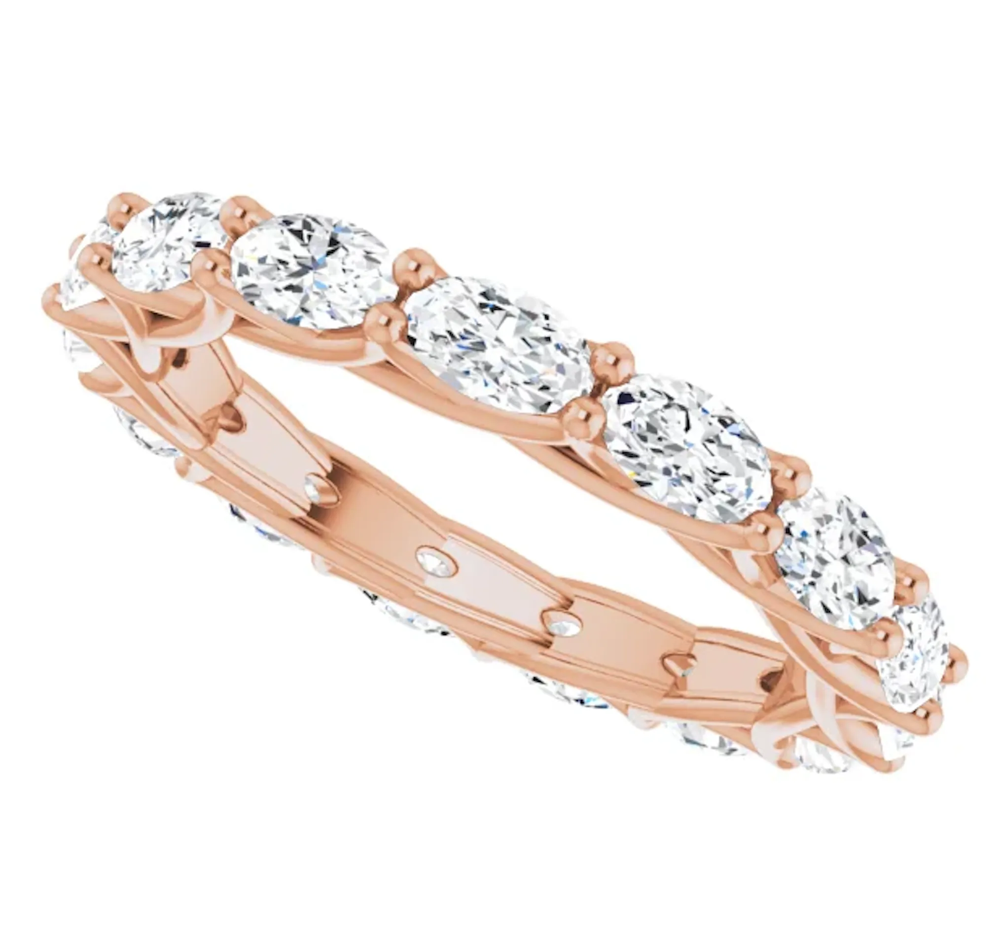 MONACO 3 Carat Oval-Cut Diamond Eternity Ring Rose Gold  20 pointer G Color VS1 Clarity Shared Prong Band By Mike Nekta NYC