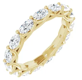 MONACO 3 Carat Oval-Cut Diamond Eternity Ring Yellow Gold  20 pointer G Color VS1 Clarity Shared Prong Band By Mike Nekta NYC