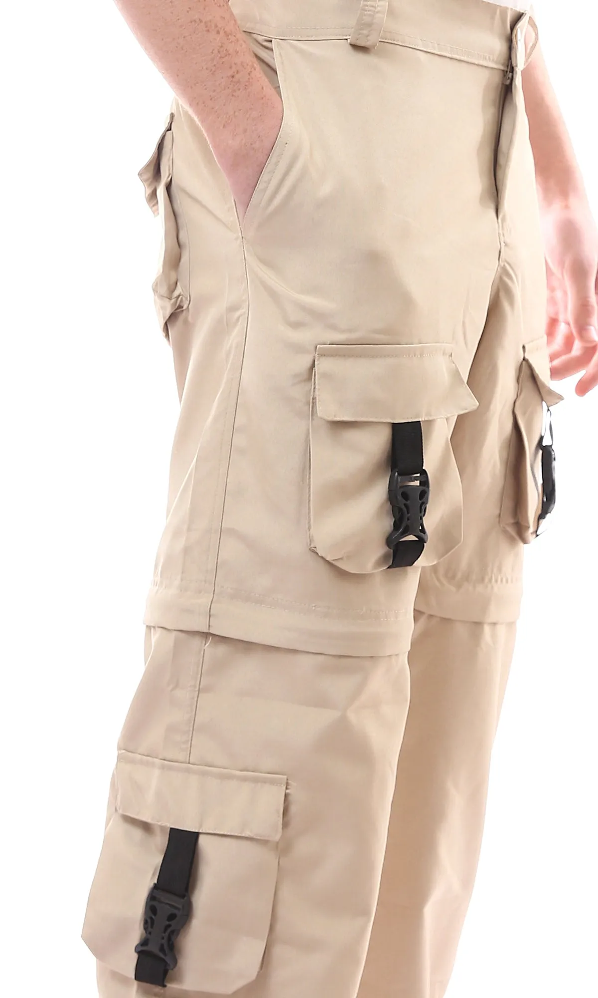 O174622 Double Style Casual Cargo Pants - Sand Beige