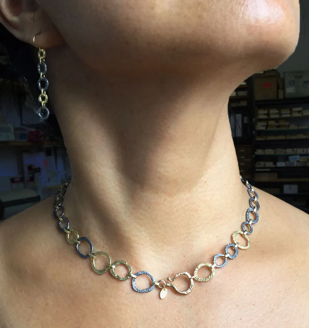 Open Pebble Chain Link Necklace