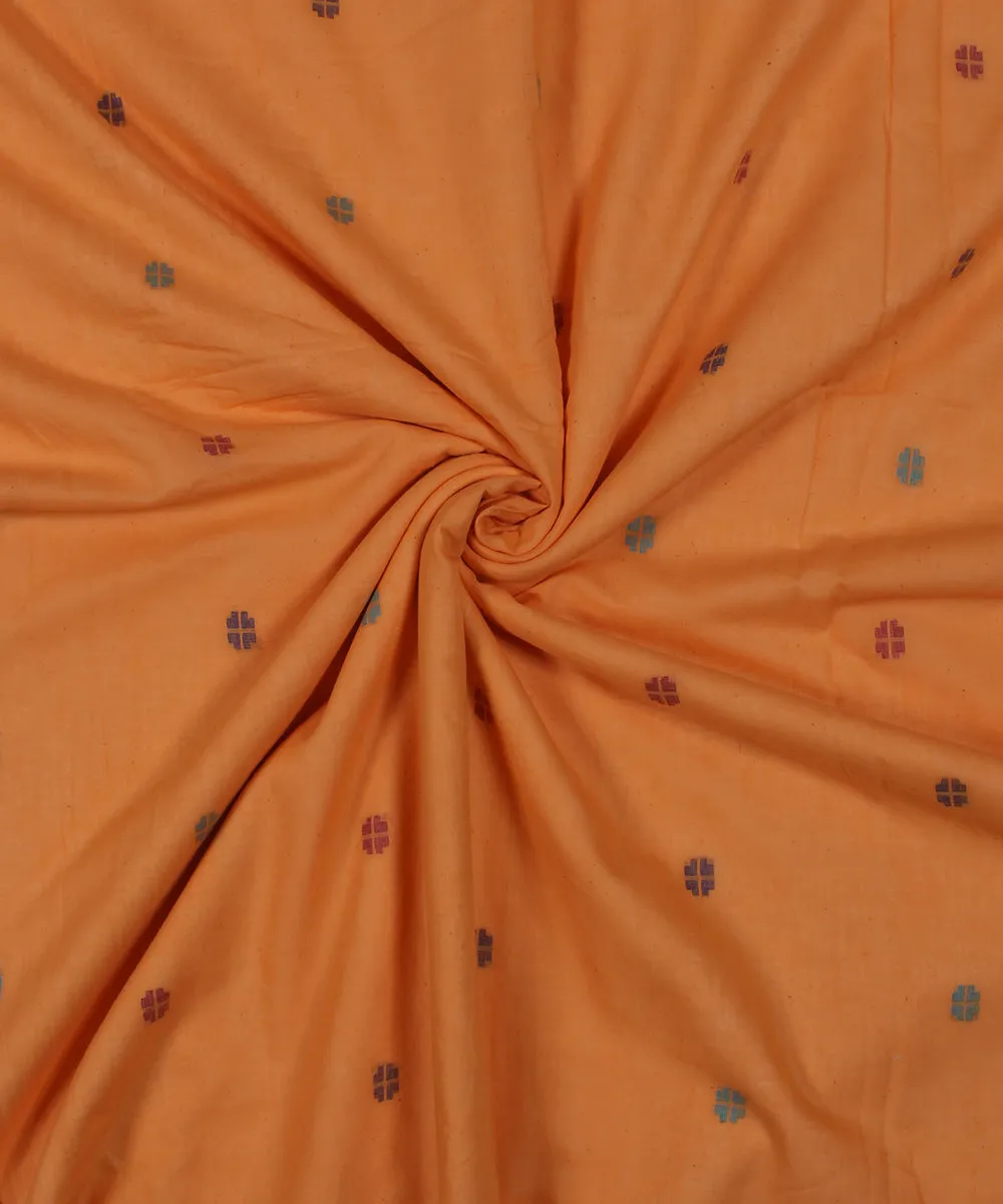 Orange handwoven jamdani cotton fabric