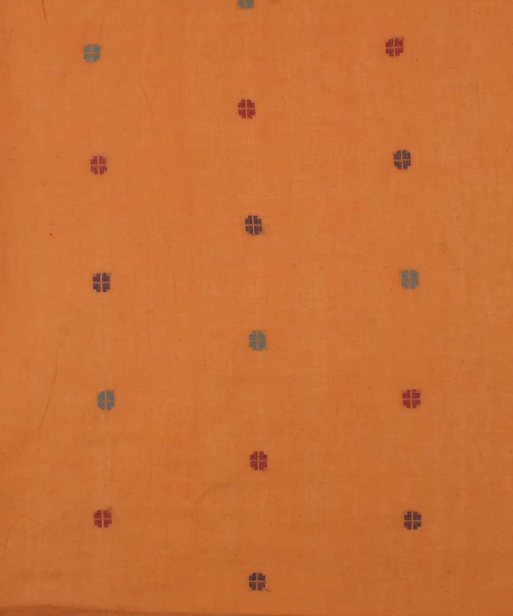 Orange handwoven jamdani cotton fabric