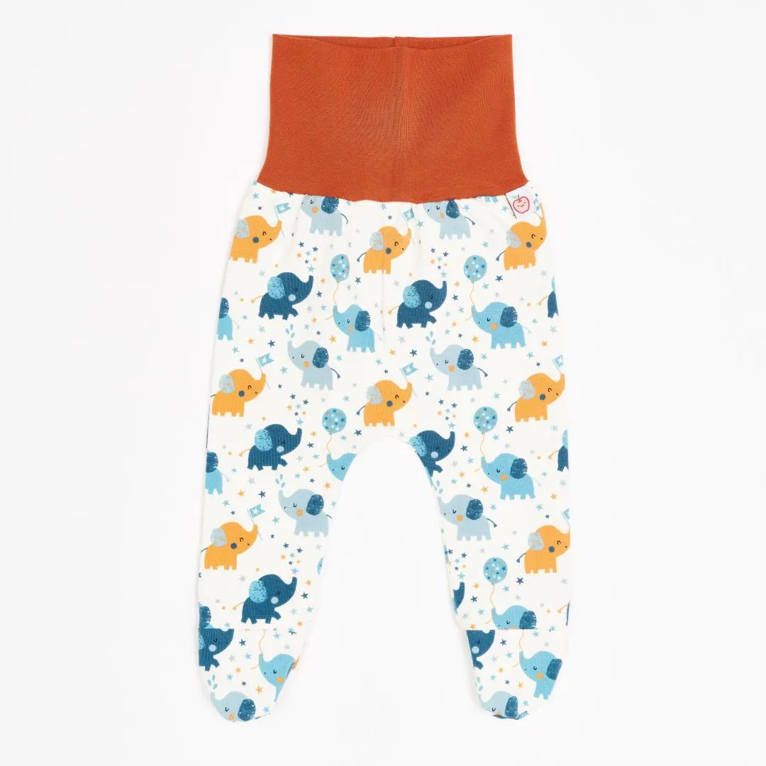 Organic footed baby pants "Baby Elephant" - 95% organic cotton, 5% elastane