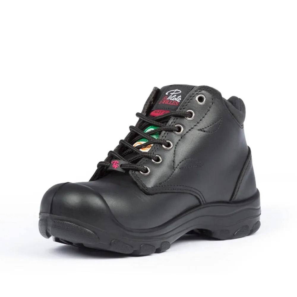 P&F S559 Women's 6 Steel Toe Leather Work Boot - Black