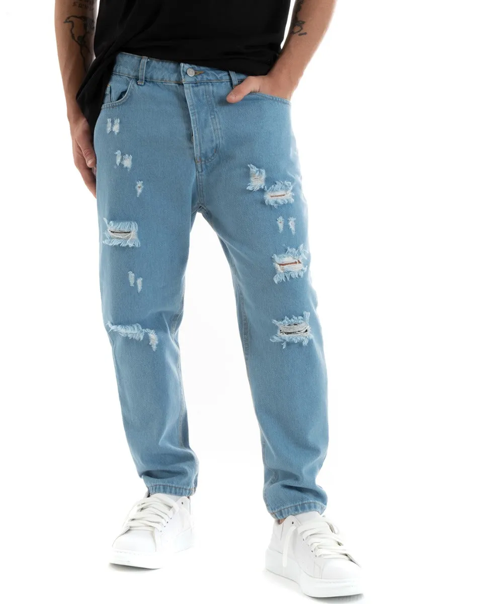 Pantaloni Jeans Denim Uomo Loose Fit Cinque Tasche Con Stampa GIOSAL-P5705A