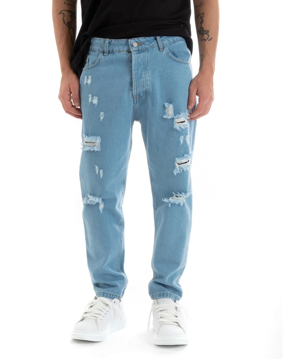 Pantaloni Jeans Denim Uomo Loose Fit Cinque Tasche Con Stampa GIOSAL-P5705A