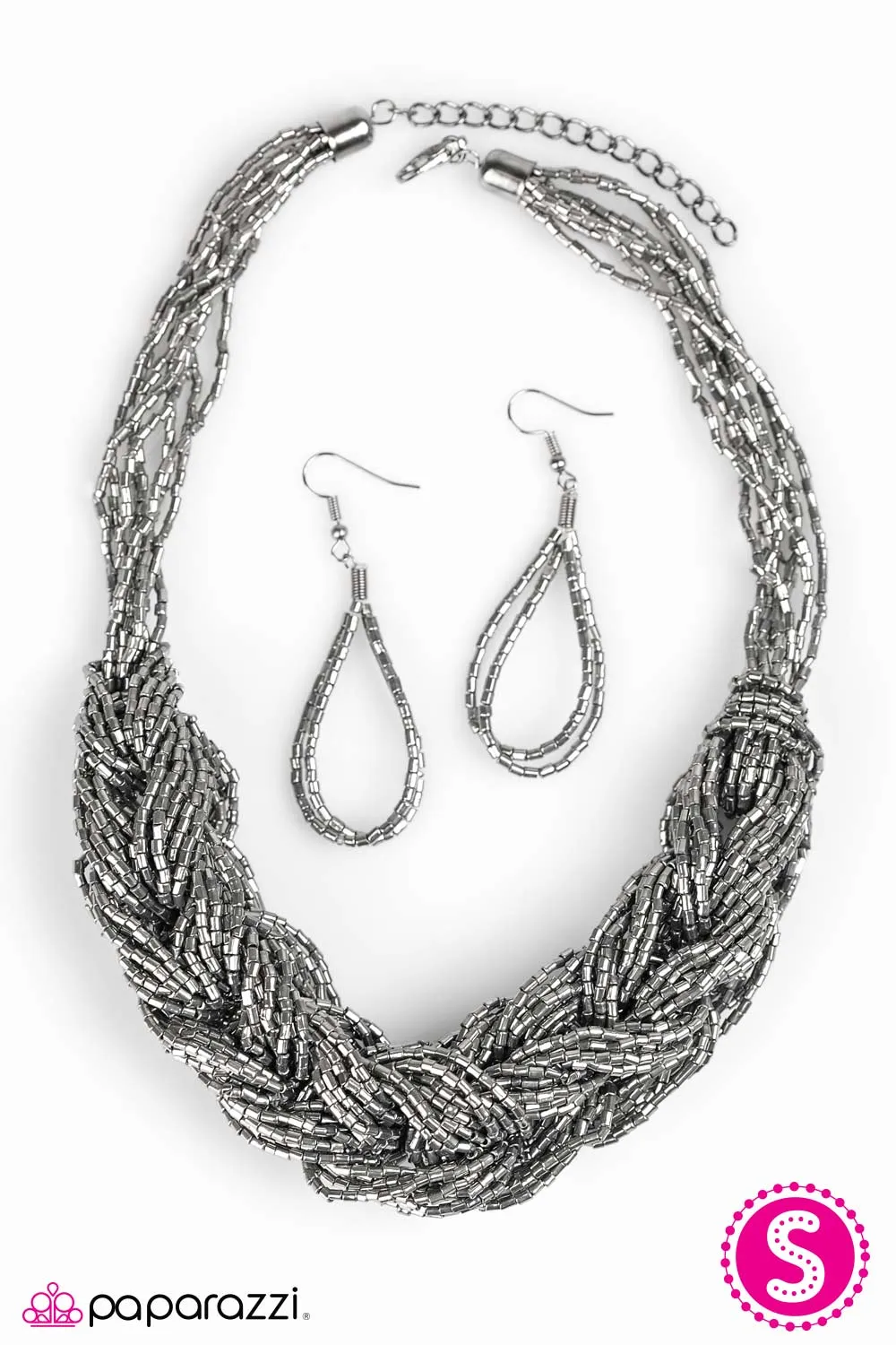 Paparazzi Accessories  - Wrap Battle #N178 Peg- Silver Necklace