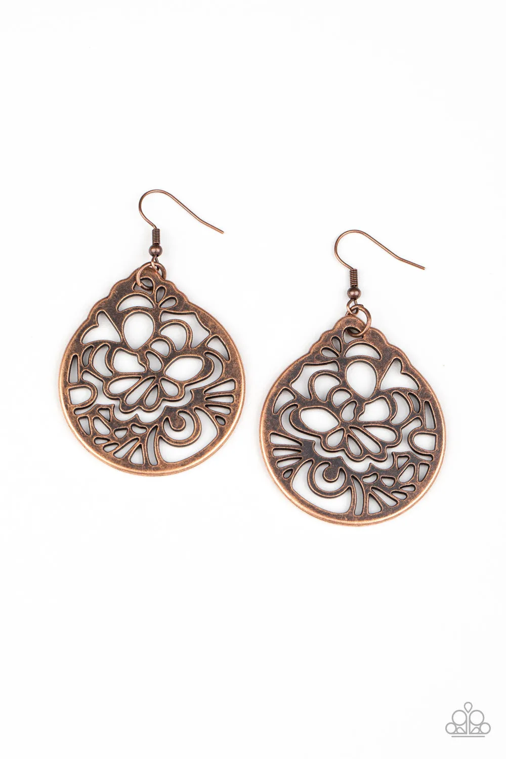 Paparazzi Earring ~ Garden Mosaic - Copper