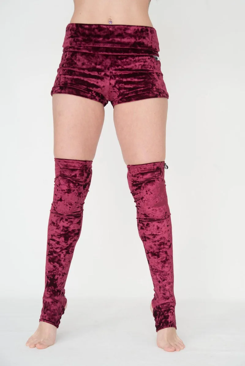 Paradise Chick Animal Leg Warmers (with kneepads) - Burgundy Velvet