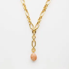 Peach Amazonite Chunky Chain Lariat