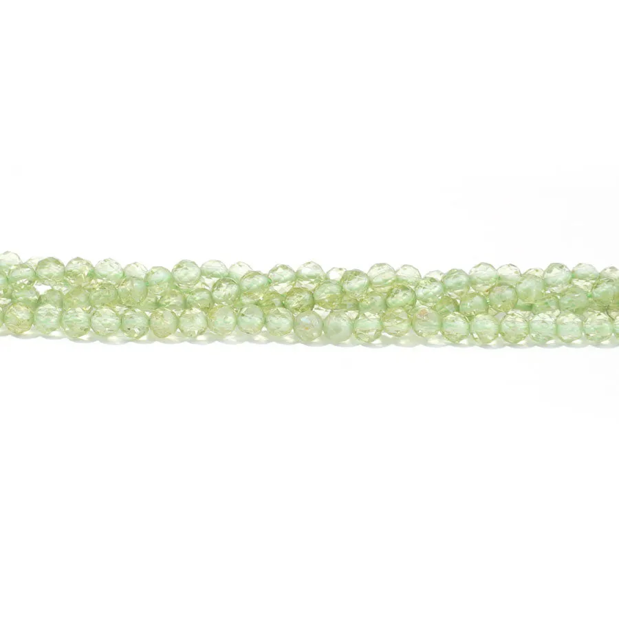 Peridot 3mm Round Faceted AA Grade - 15-16 Inch