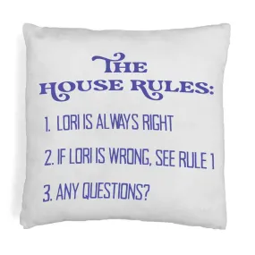 Personalized Humorous House Rules Pillow Cover