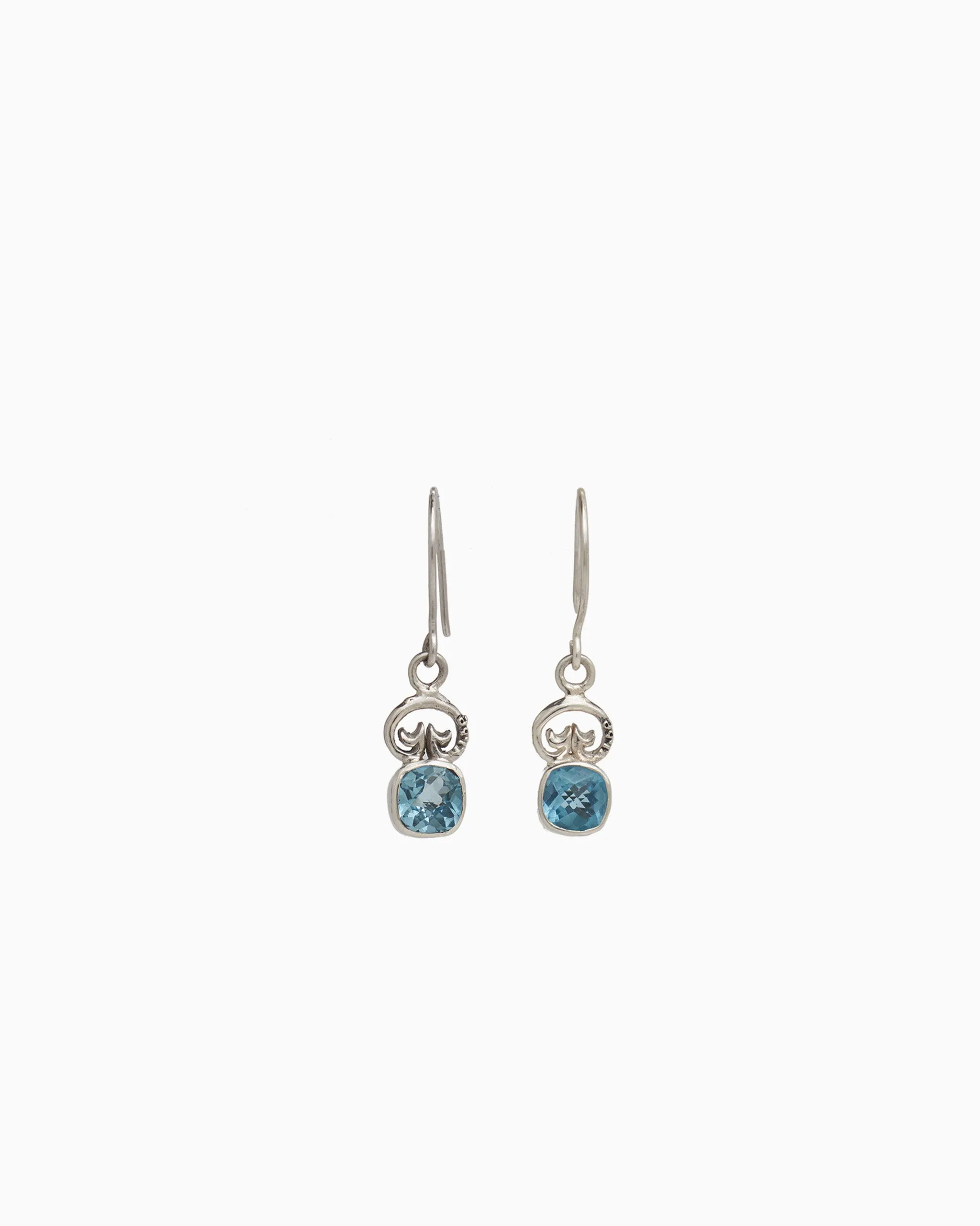 Petroglyph & Square Stone Drop Earrings - Hampton Blue Topaz