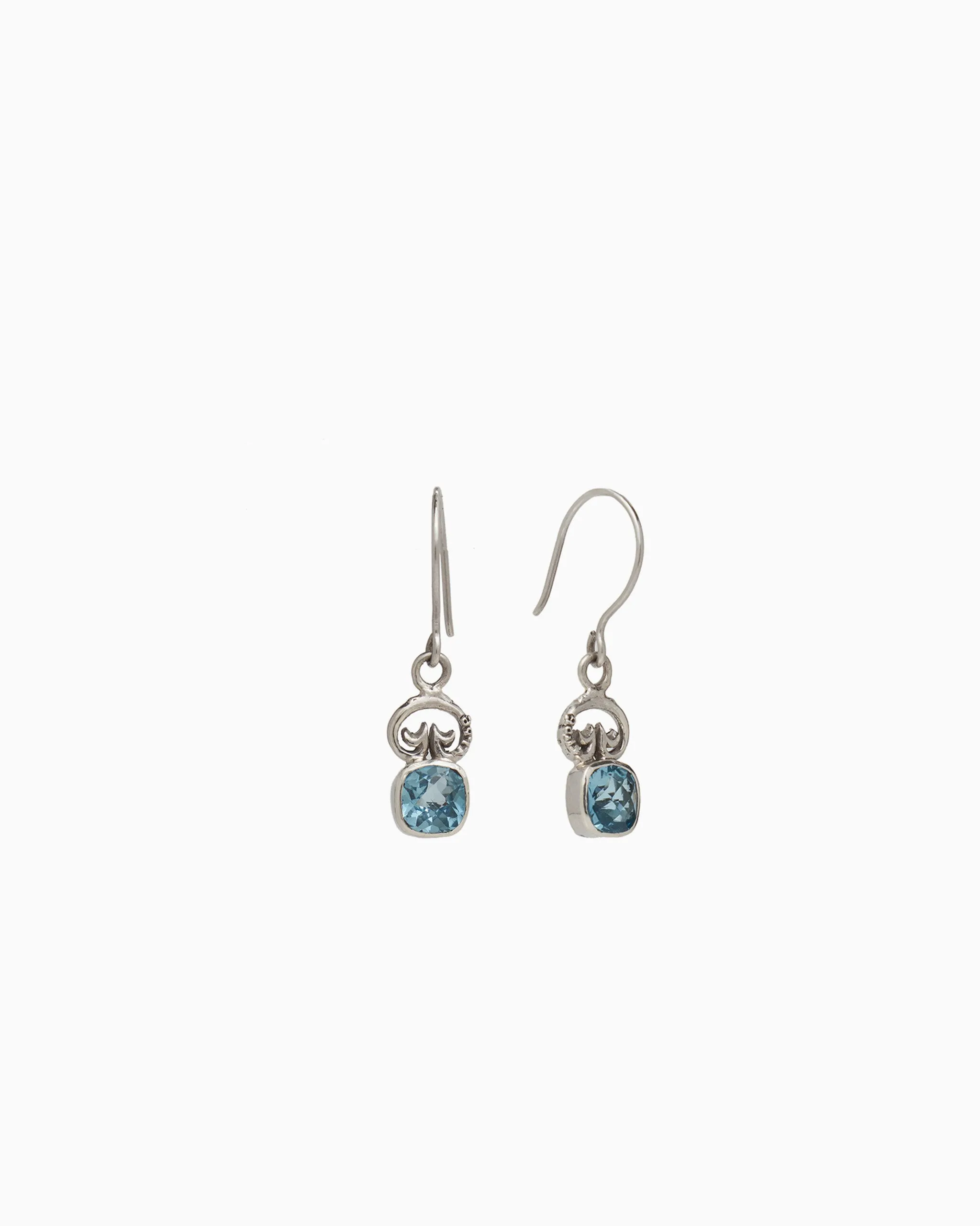 Petroglyph & Square Stone Drop Earrings - Hampton Blue Topaz