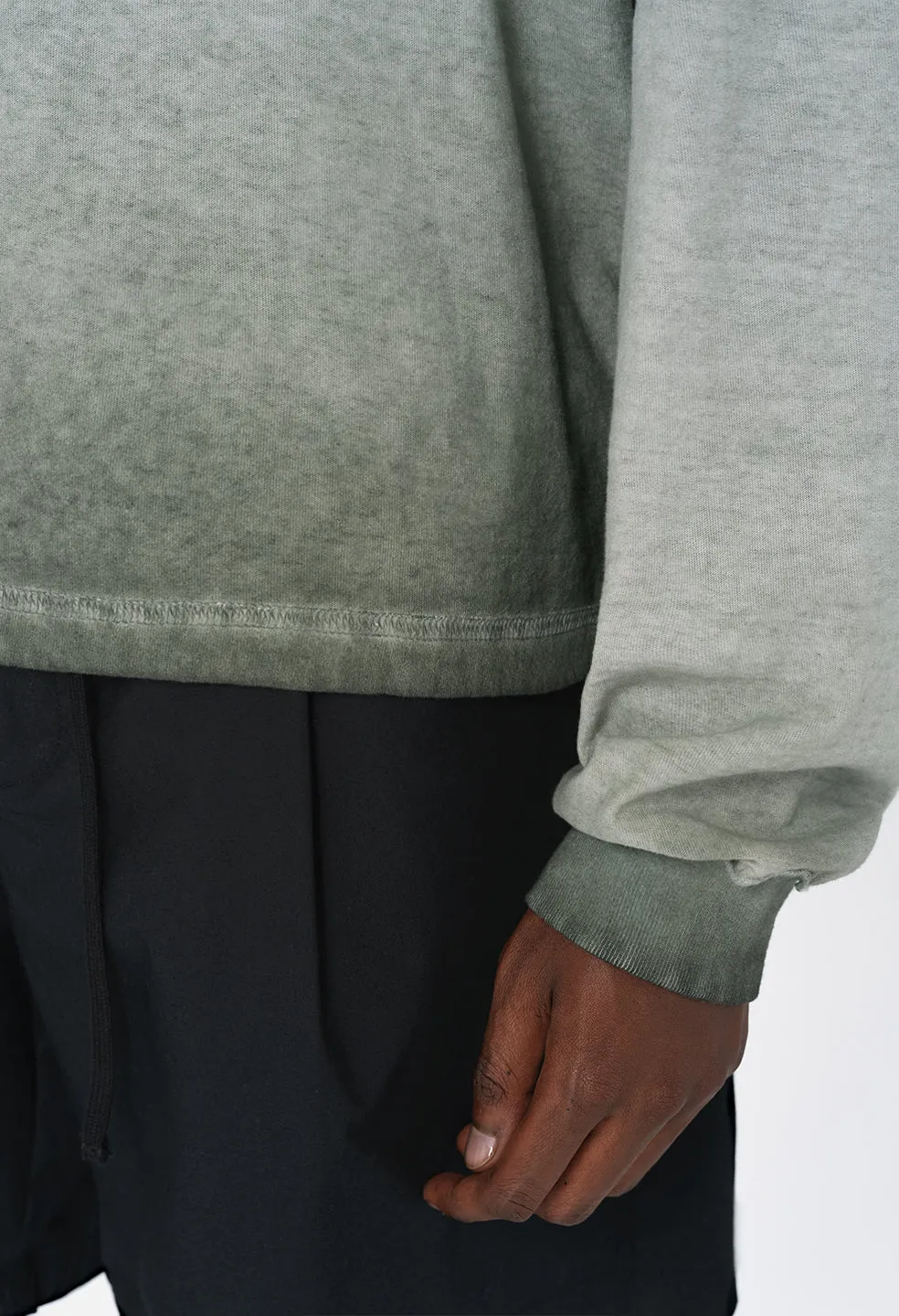 Reversed Cropped LS Tee / Oil Wash Olive