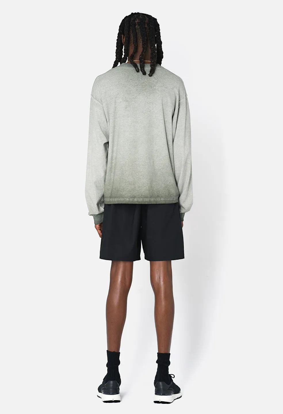 Reversed Cropped LS Tee / Oil Wash Olive