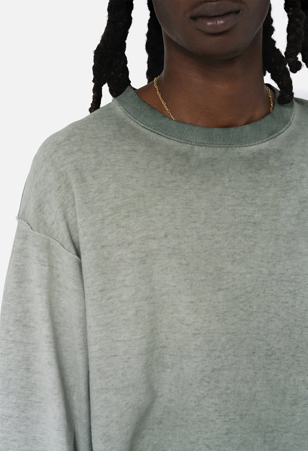 Reversed Cropped LS Tee / Oil Wash Olive