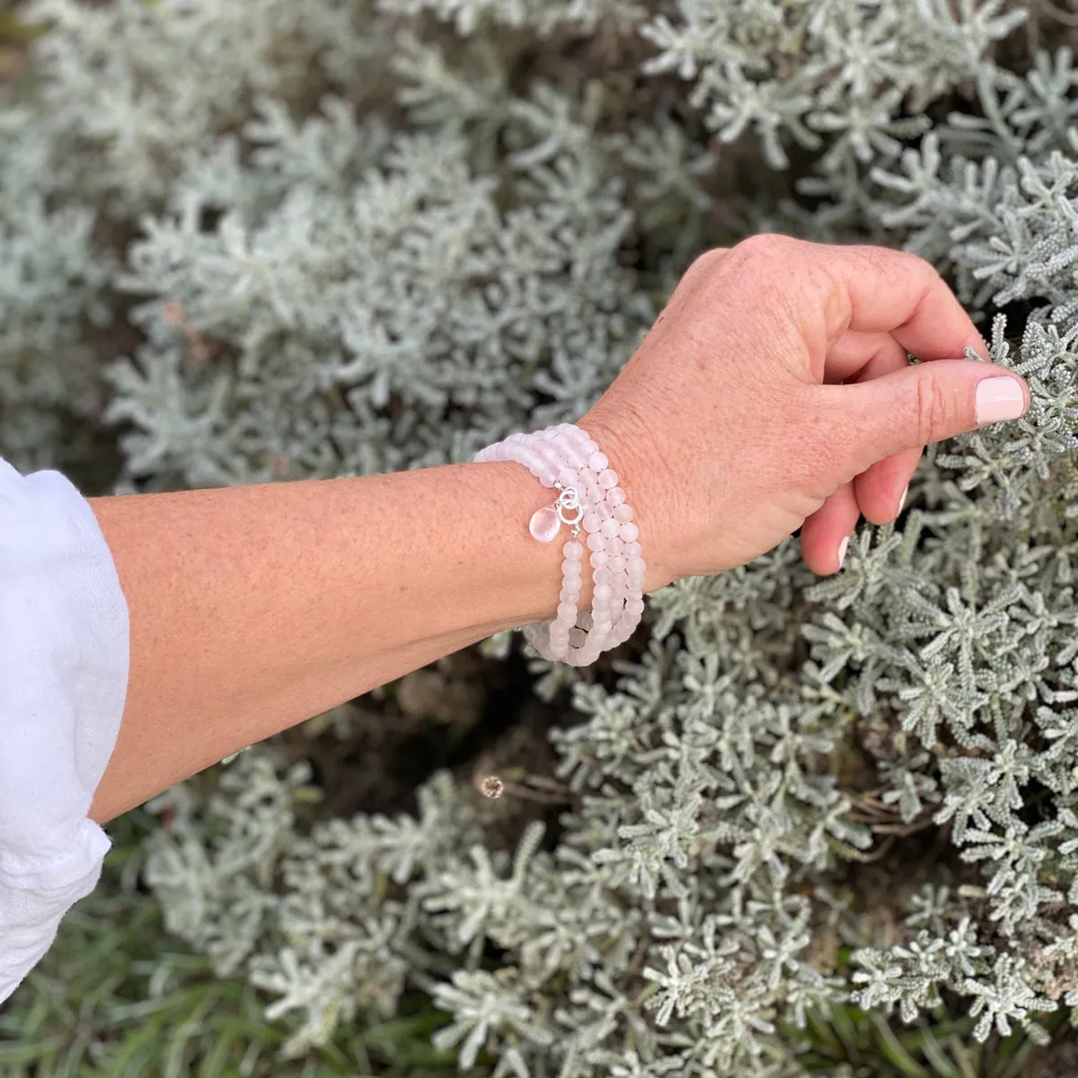 Rose Quartz Wrap Bracelet for Gratitude, Compassion and Healing Your Heart