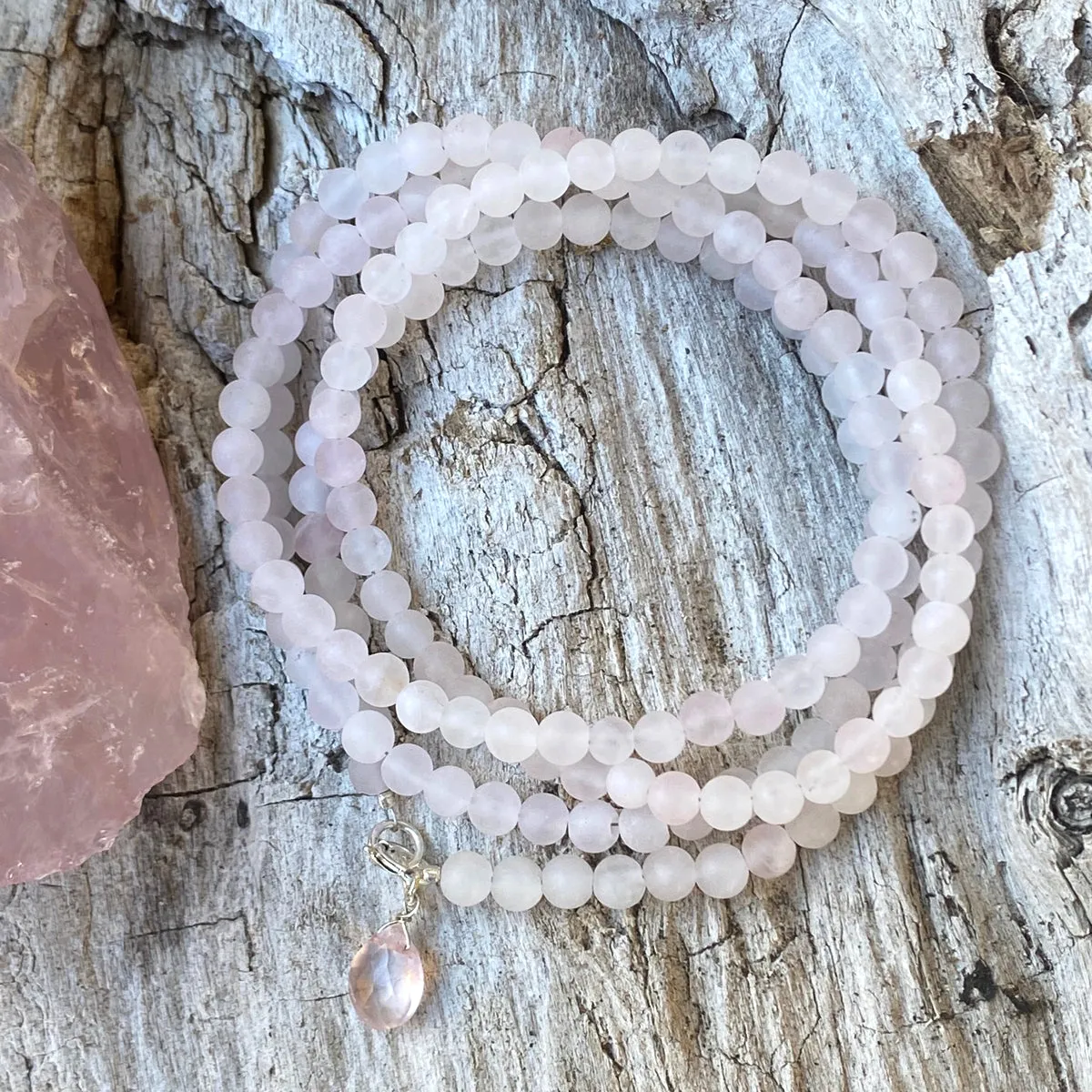 Rose Quartz Wrap Bracelet for Gratitude, Compassion and Healing Your Heart