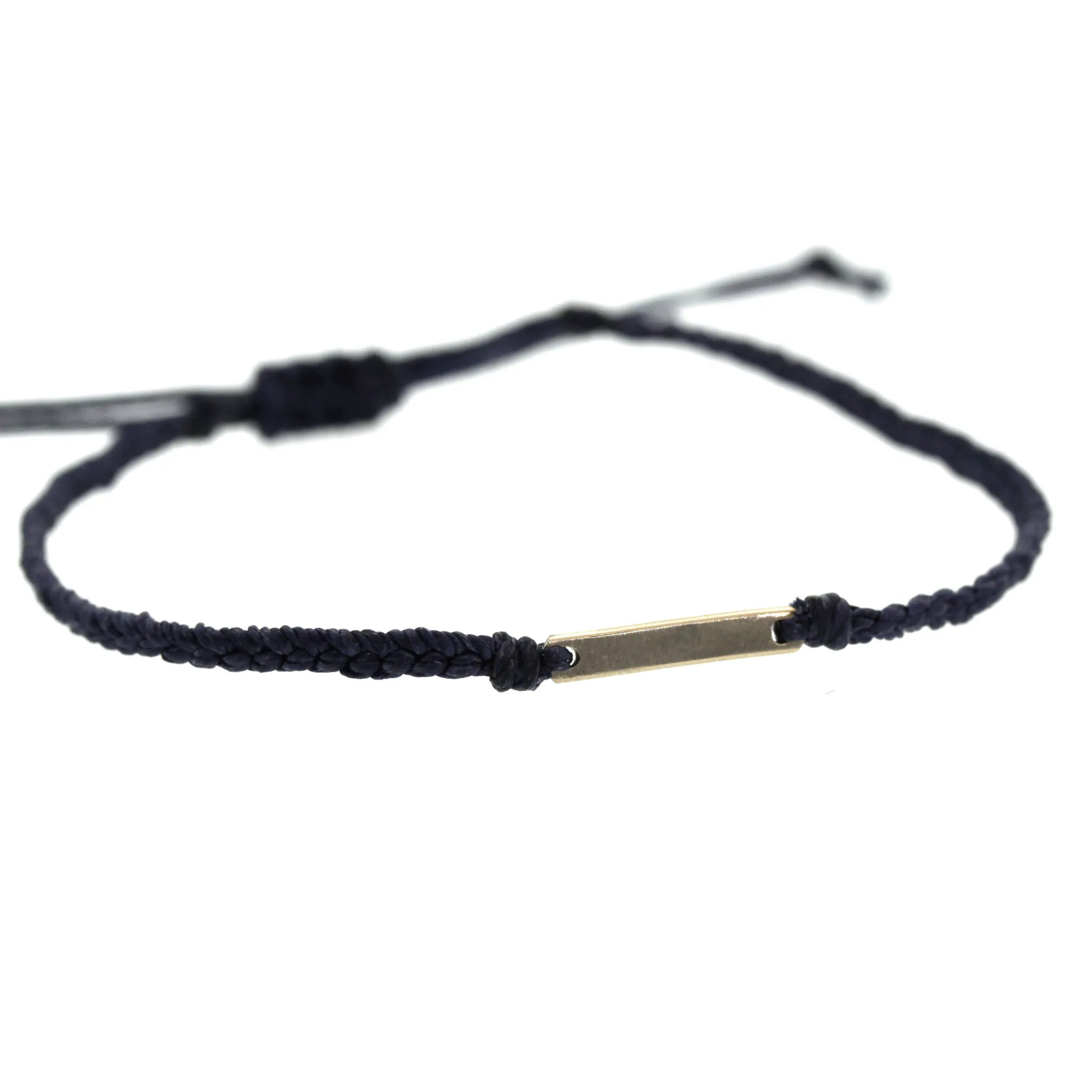 Silver Bar Black Macrame Bracelet