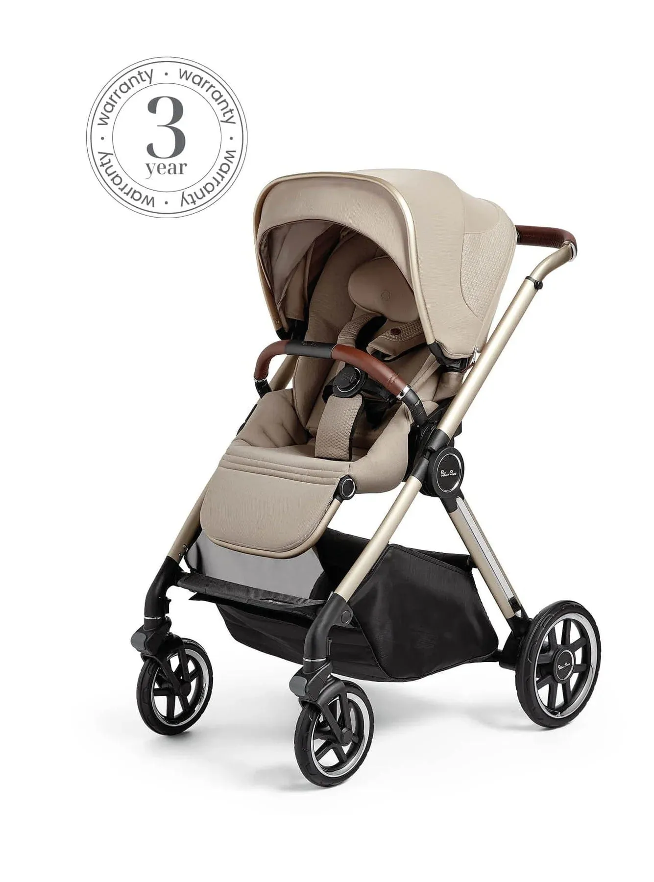 Silver Cross Reef with First Bed Folding Carrycot and Ultimate Pack - Stone