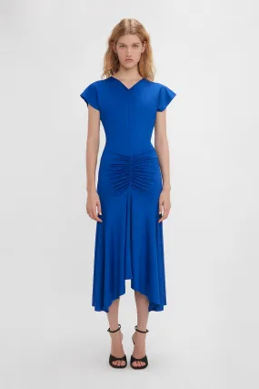 Sleeveless Rouched Jersey Dress In Royal Blue