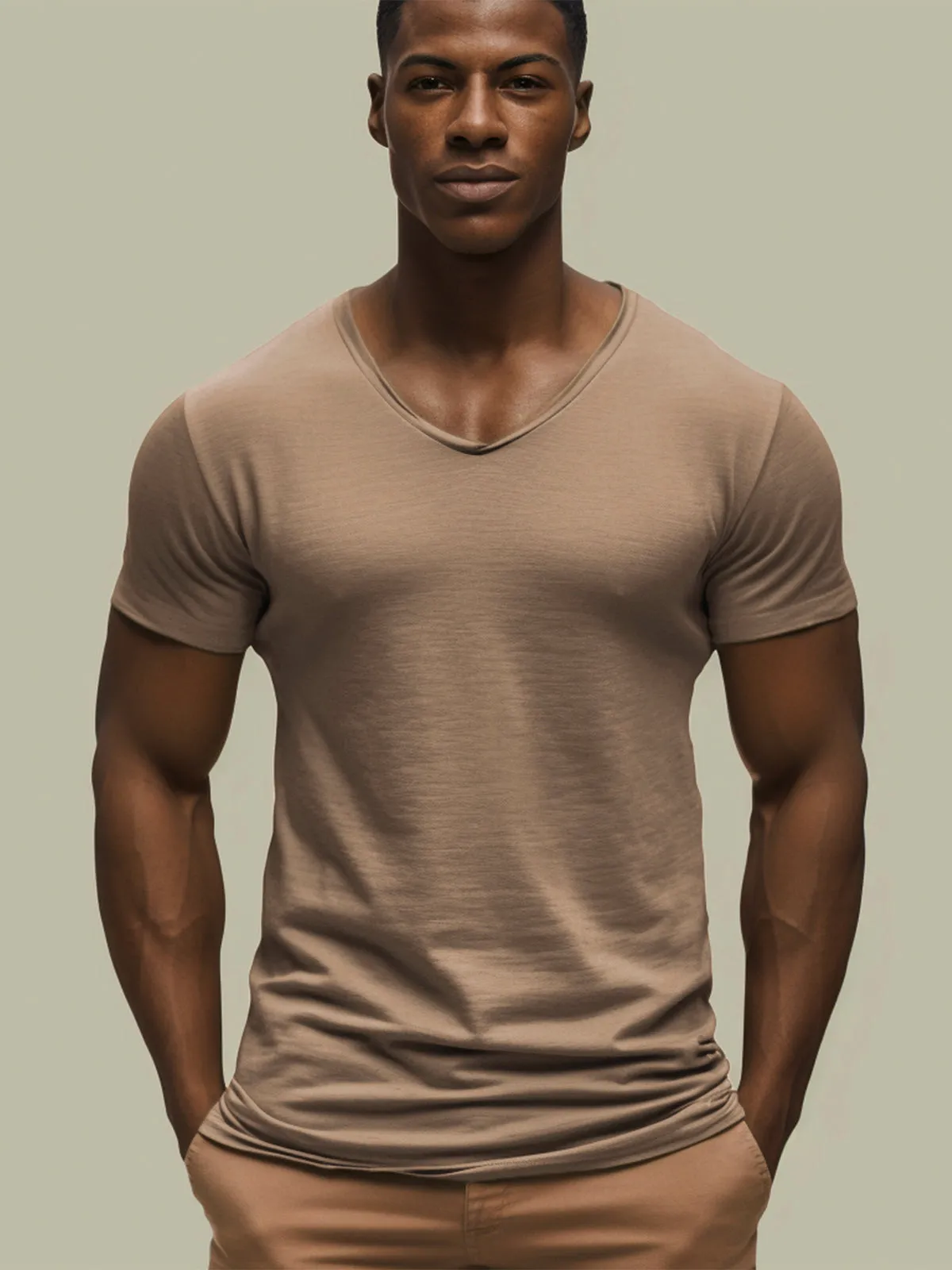 Slub Cotton V-neck T-shirt