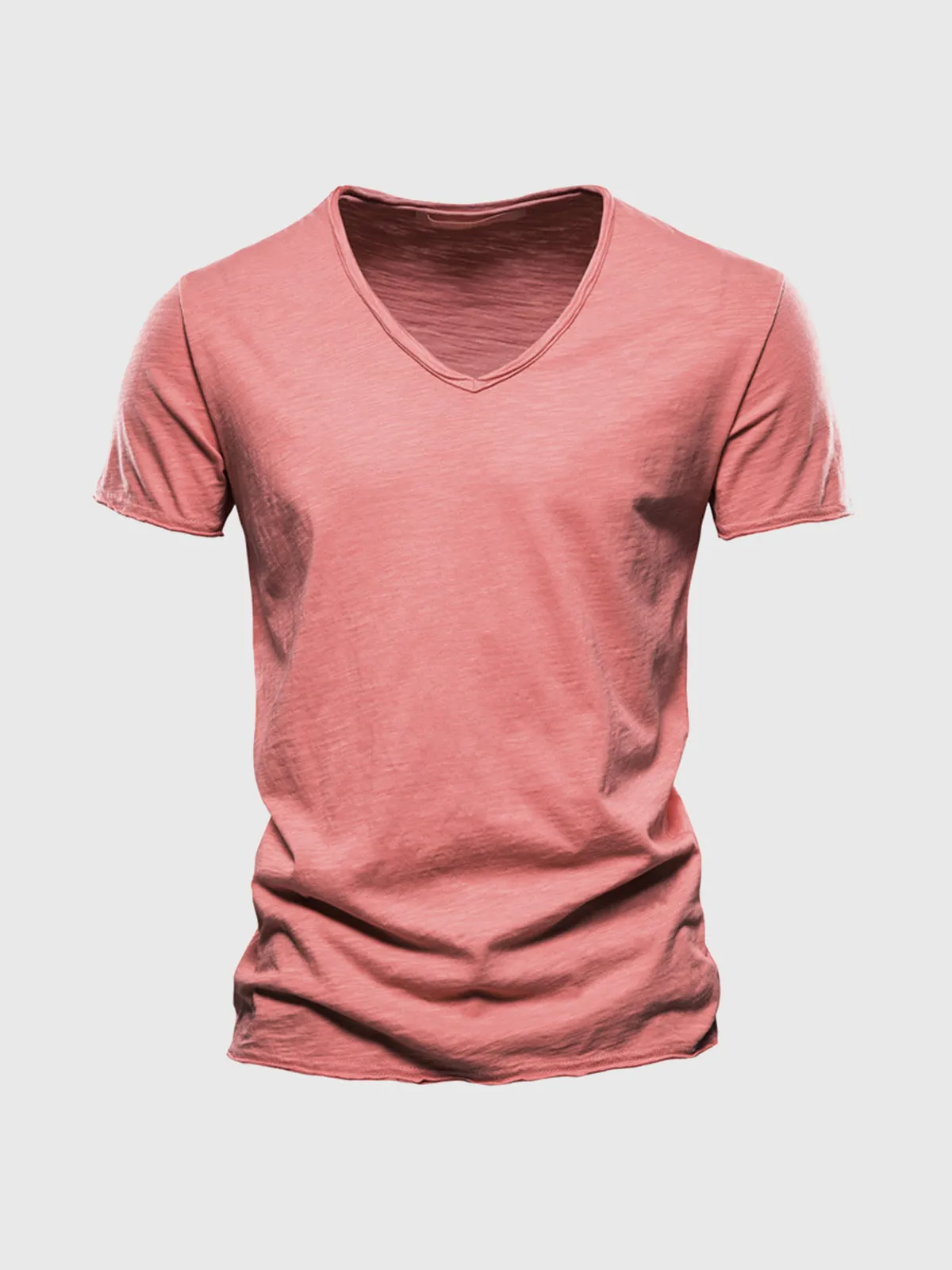 Slub Cotton V-neck T-shirt