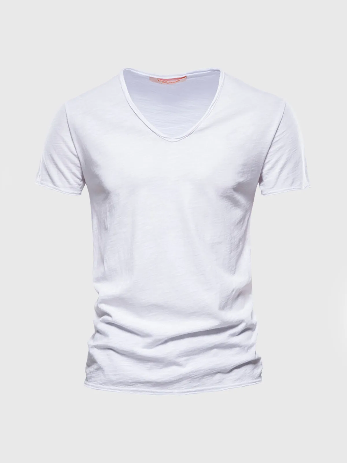 Slub Cotton V-neck T-shirt