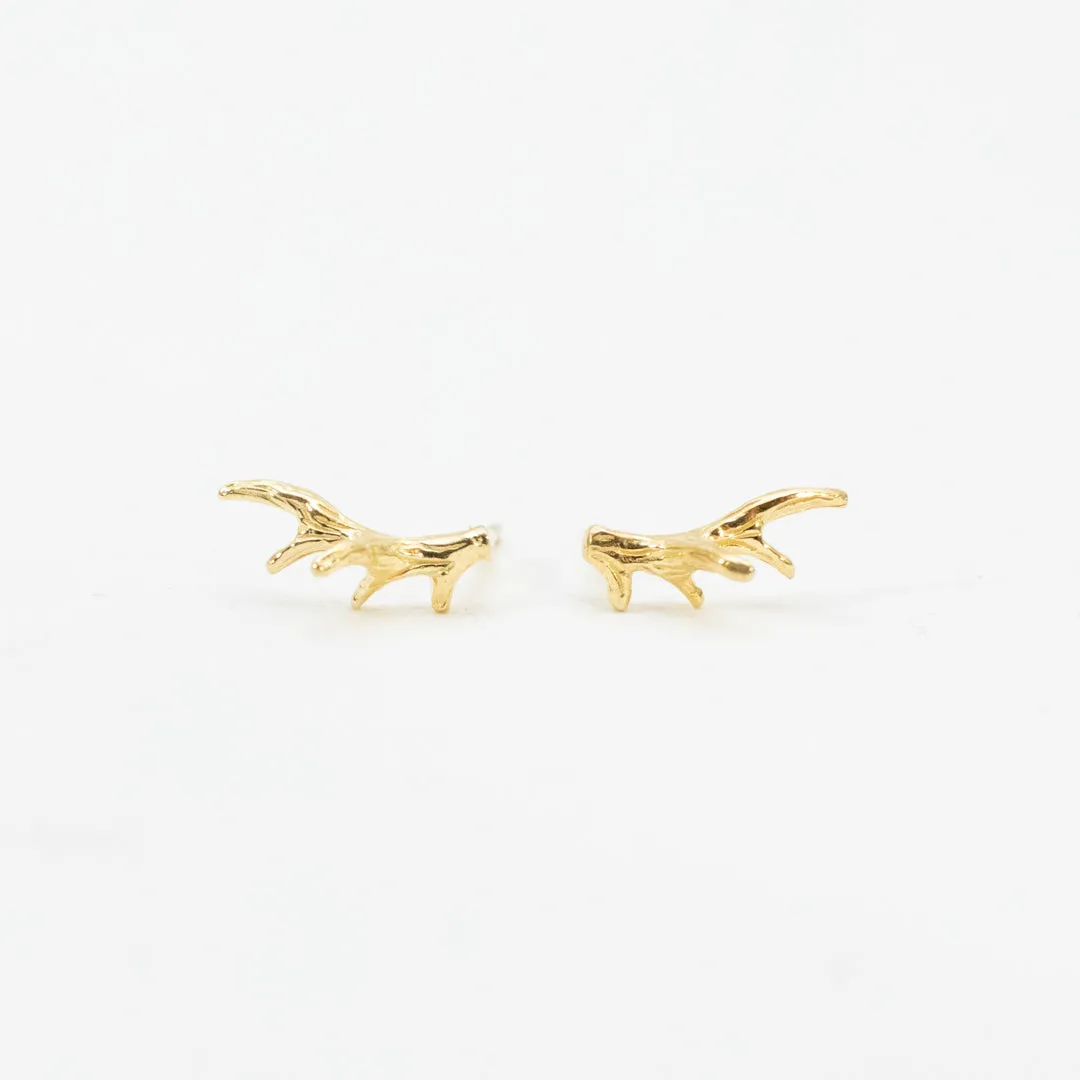 Small Gold Vermeil Antler Studs