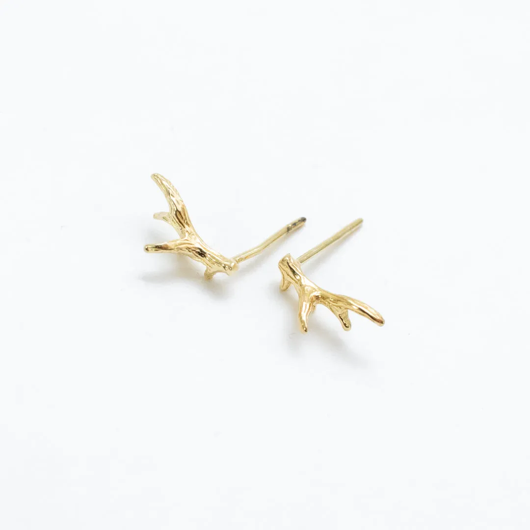 Small Gold Vermeil Antler Studs