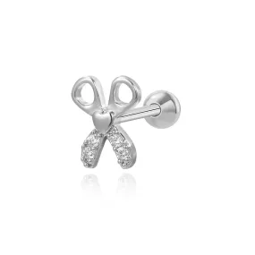 Sparkling Scissor Screw Back Earring