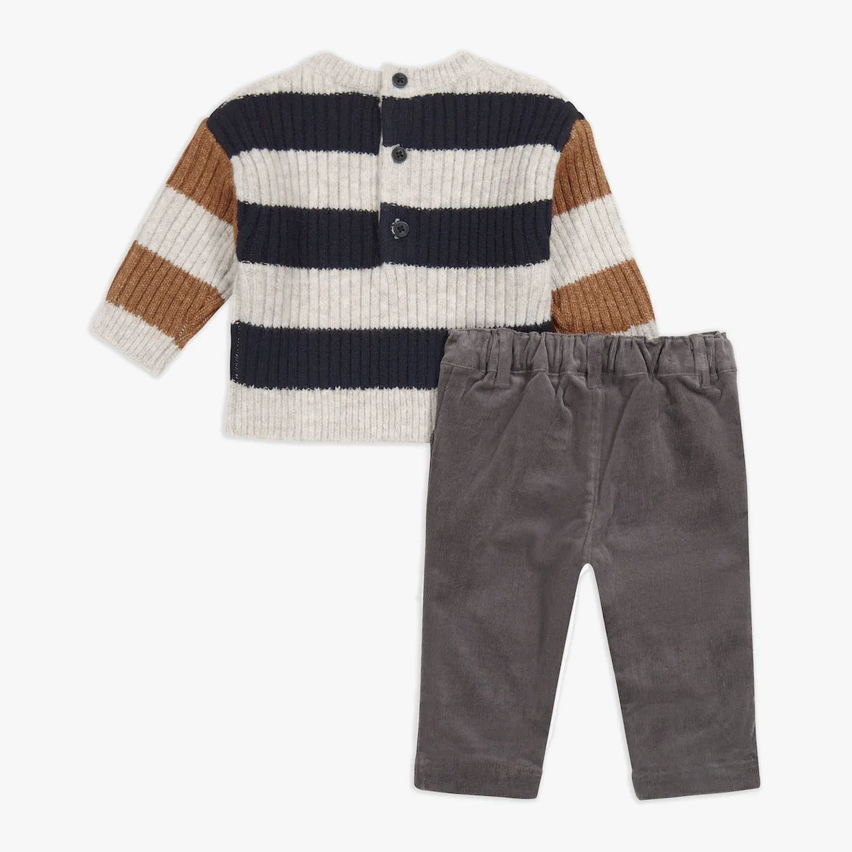 Stripe Sweater Top & Woven Pant Set