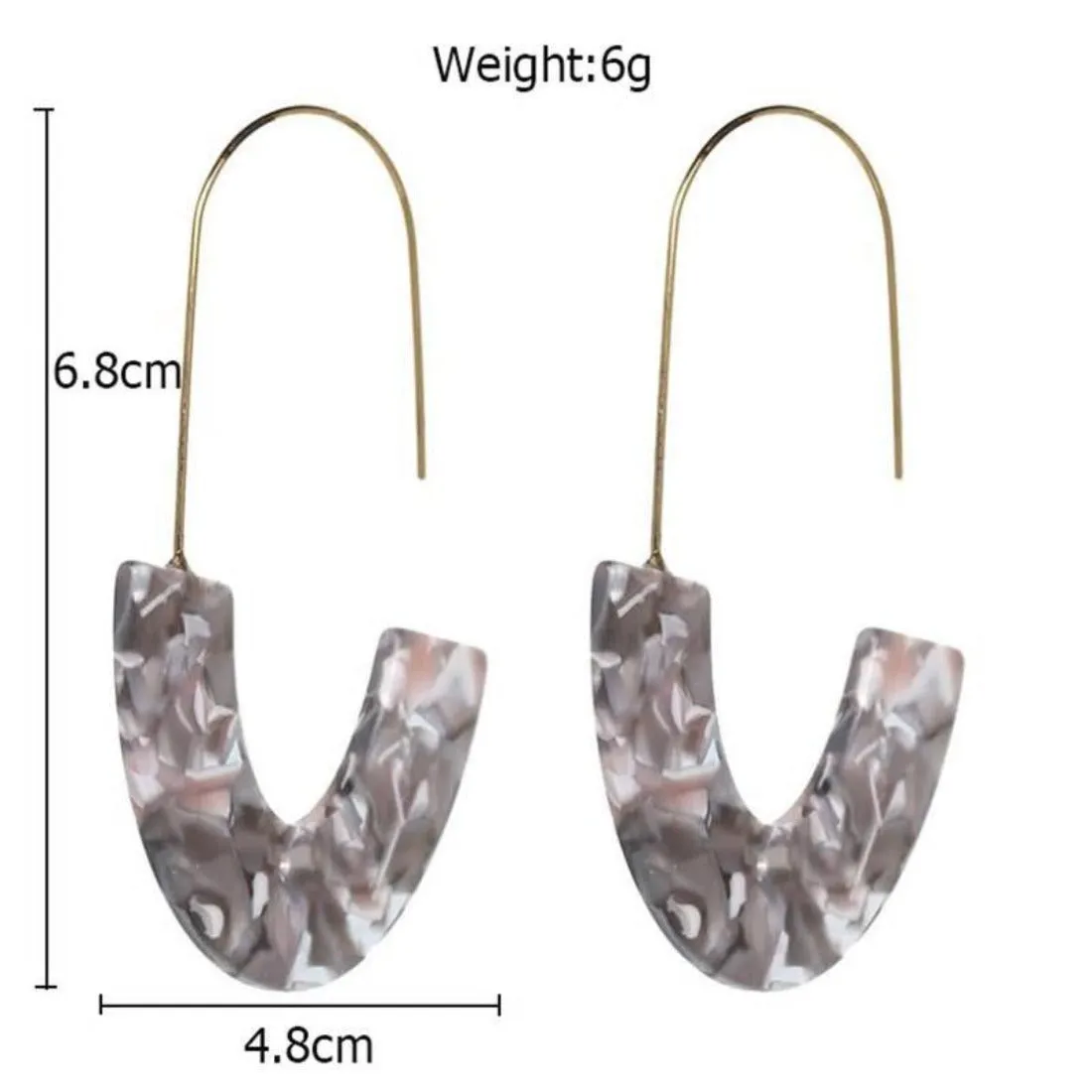 Stylish U-Shape Acrylic Drop Hook Style Drop Earrings - 3 Colors