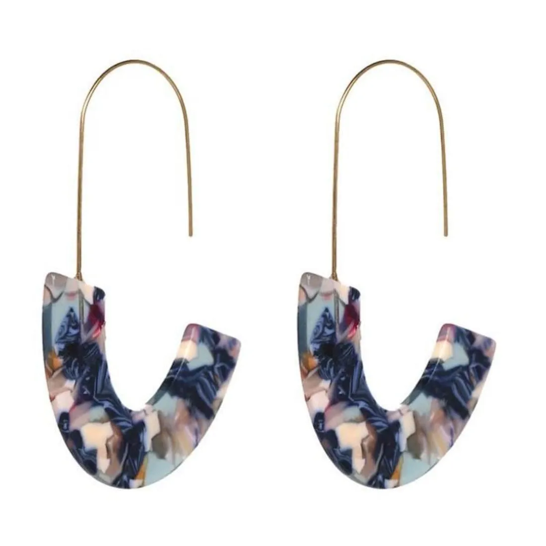 Stylish U-Shape Acrylic Drop Hook Style Drop Earrings - 3 Colors