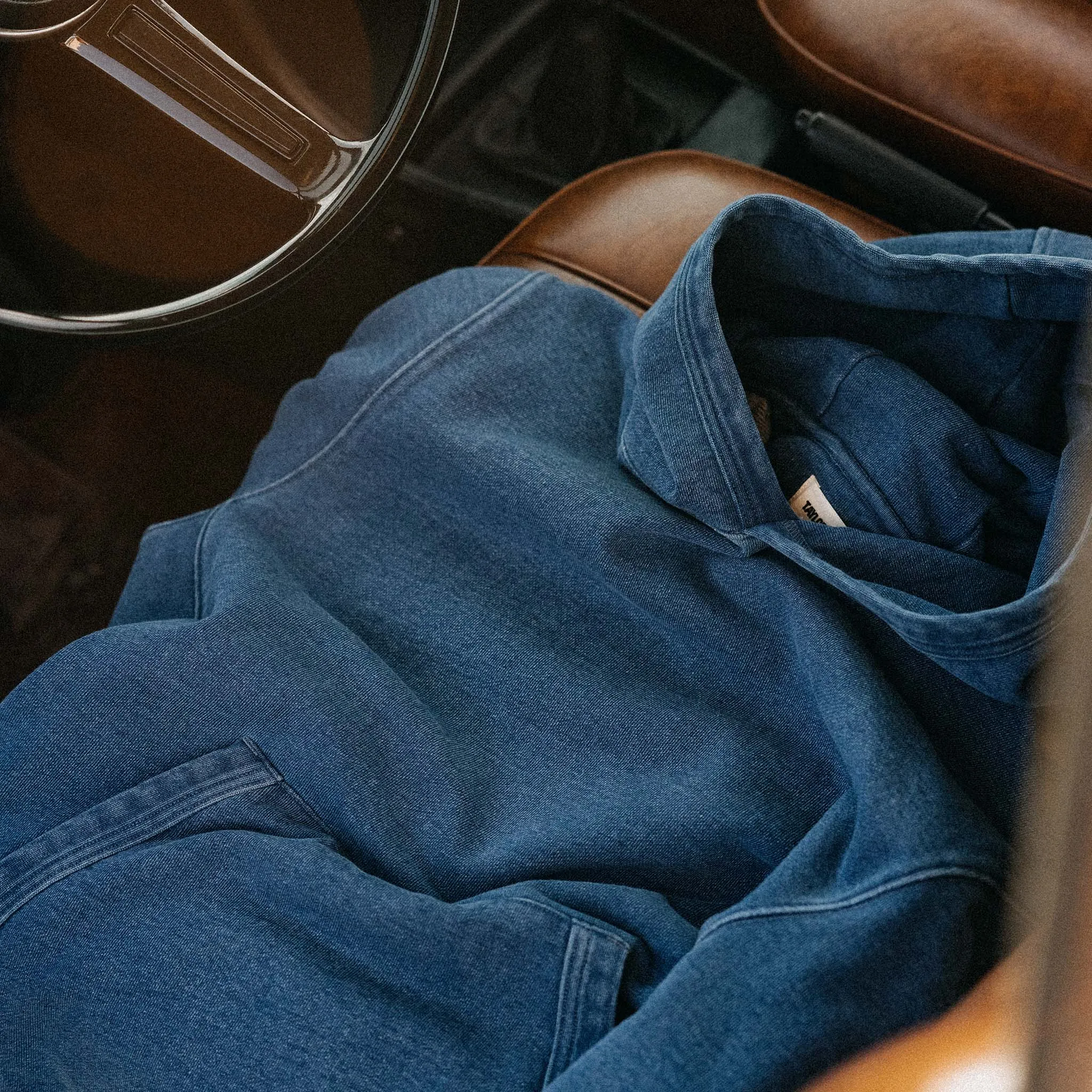 The Apres Hoodie in Washed Indigo Terry