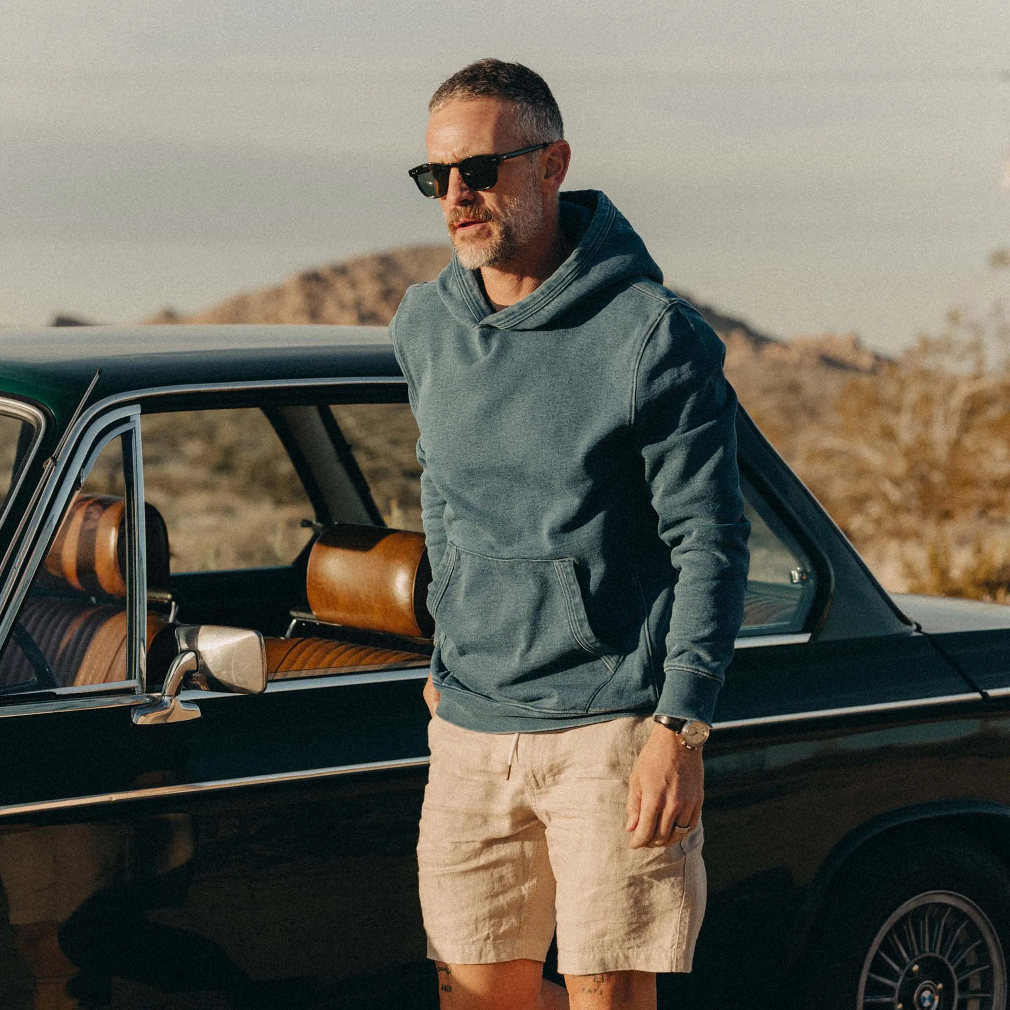 The Apres Hoodie in Washed Indigo Terry