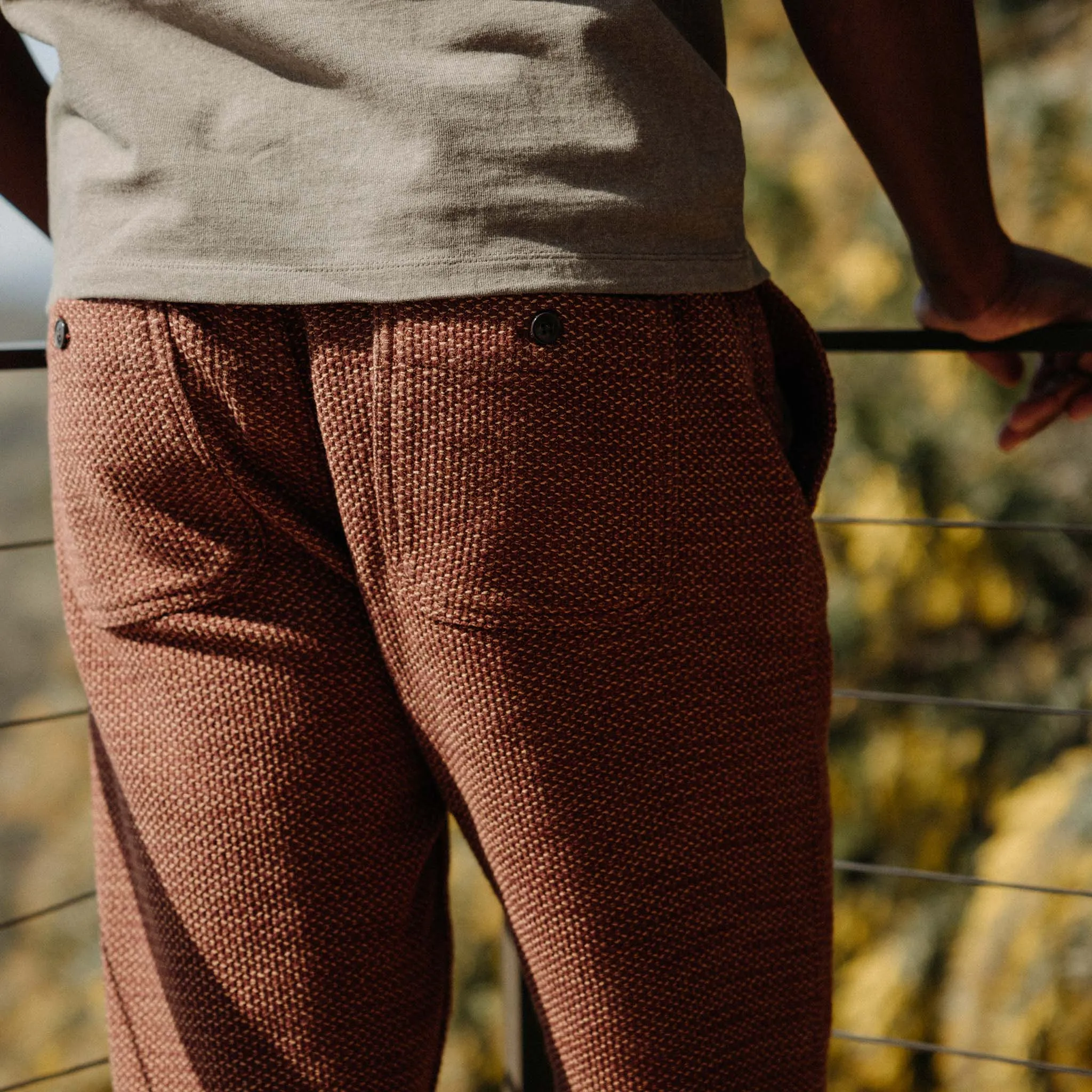 The Apres Pant in Black Cherry Sashiko