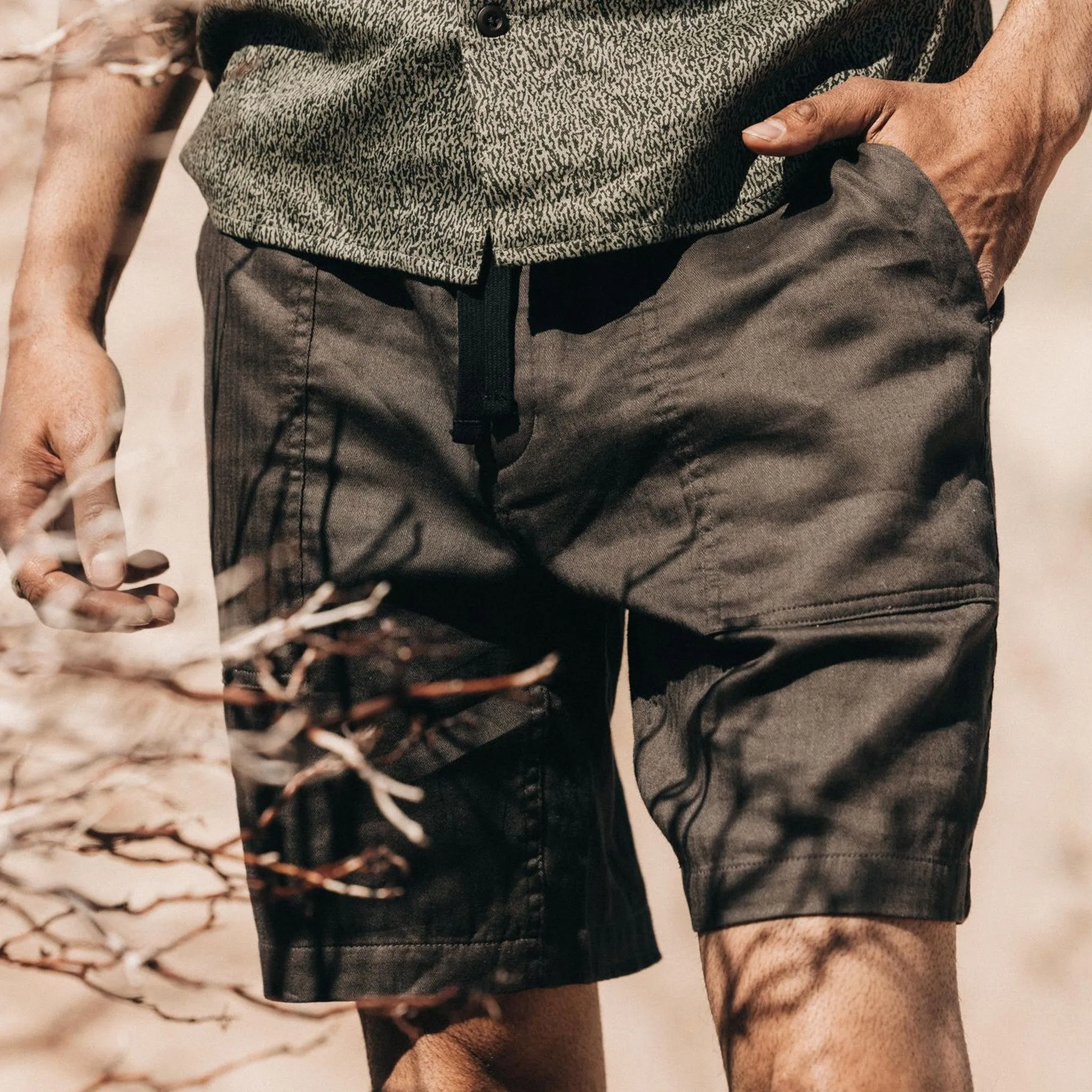 The Apres Trail Short in Granite Double Cloth