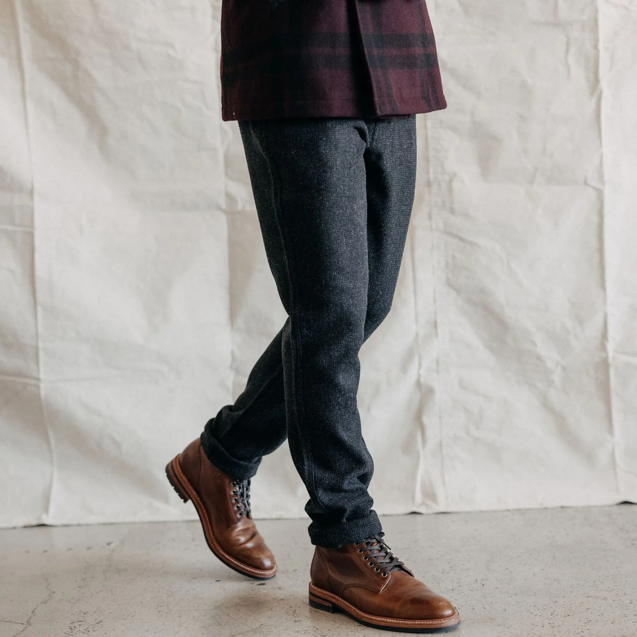 The Carnegie Pant in Charcoal Heather Wool