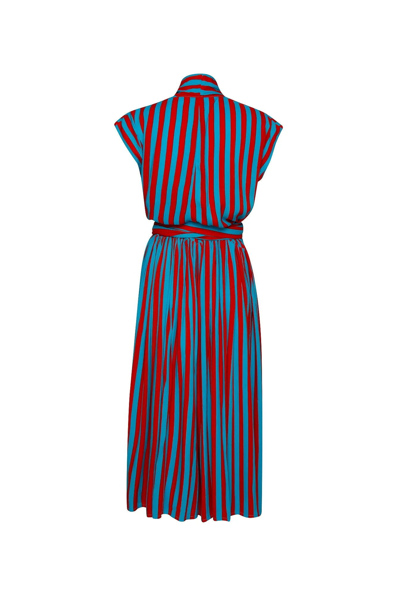 THE POINT DRESS - WHIPPY STRIPE AQUA & RED