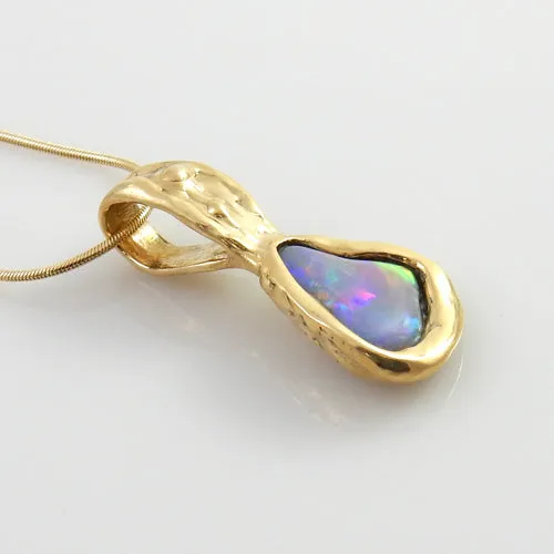 Unique 14kt Gold Rare Natural Opal Pendant