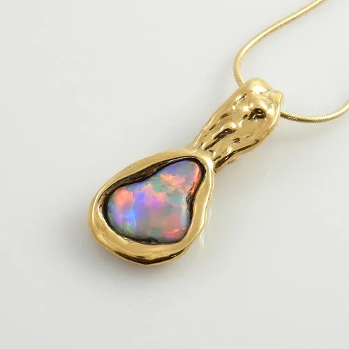 Unique 14kt Gold Rare Natural Opal Pendant