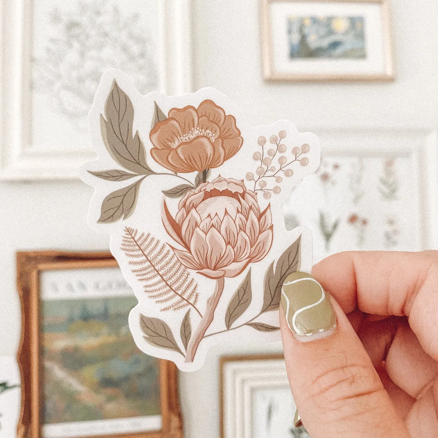 Vintage Floral Vinyl Sticker